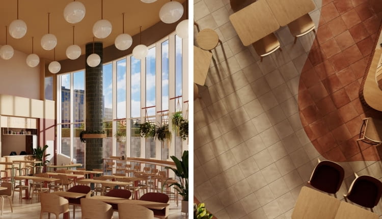 Food hall w Centrum Handlowym Witawa w Gdyni. Proj. Biuro Kreacja