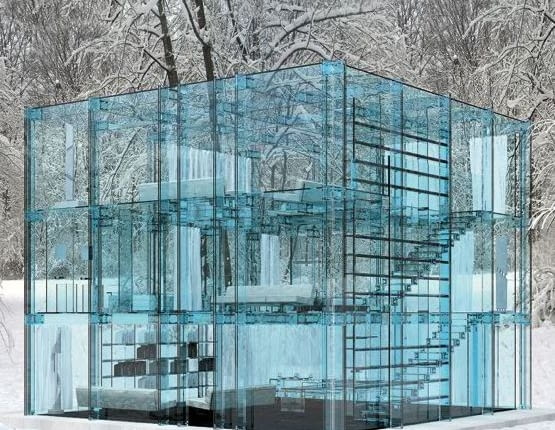 projekt, dom, włochy, szkło