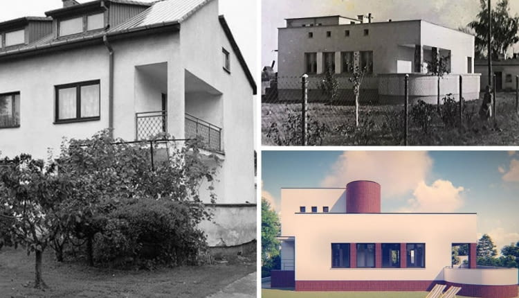Dom w Milanówku. Z lewej: dom w latach 90./ prawy górny róg: dom w latach 50./ prawy dolny róg - projekt URBAA Urbański Architektura & Wnętrza