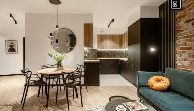 Loftowy klimat i cegła rozbiórkowa - mieszkanie we Wrocławiu