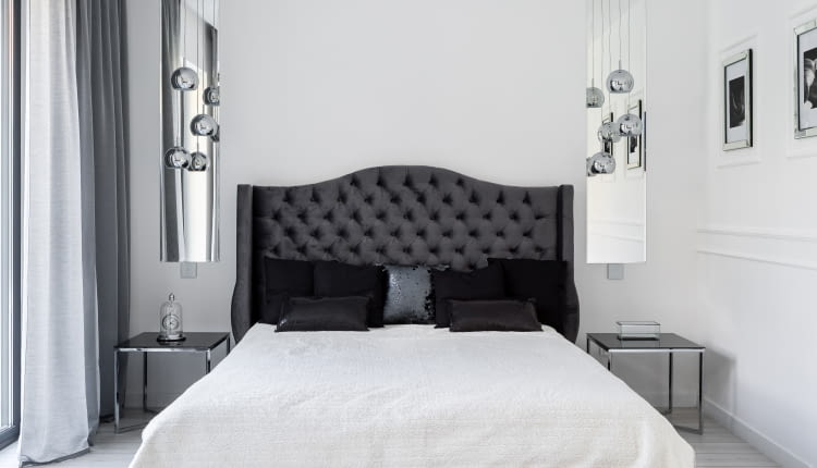 Styl glamour: mała sypialnia w bloku