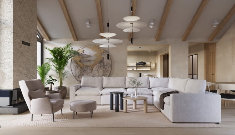 Wnętrza domu w stylu japandi - projekt Mango Investments