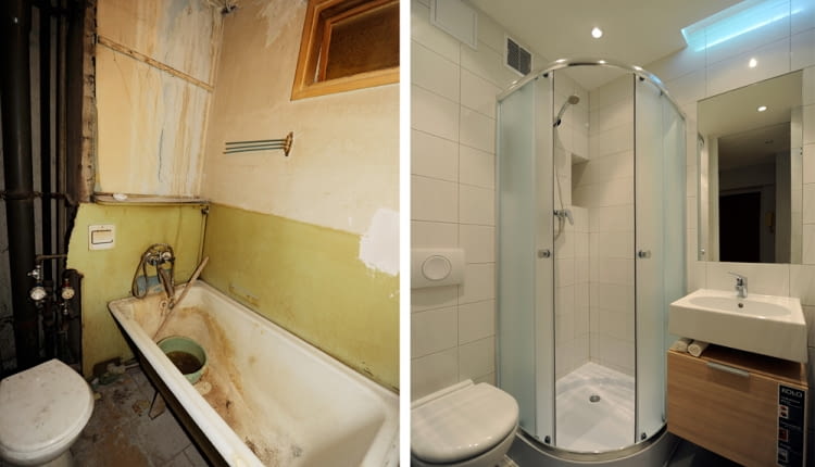 remont łazienki, mała łazienka, metamorfoza wnętrza