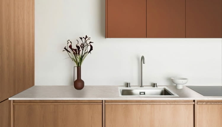 Woodeco Blat UltraFit Marmur Calacatta PK9024 płyta laminowana Dąb Karmel PD3053, Terracota PU1516