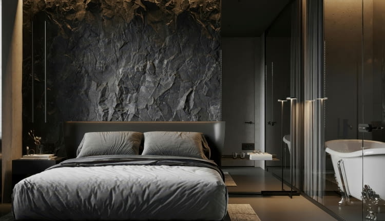 Sypialnia połączona z łazienką