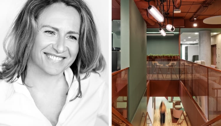 Z lewej: Anna Branicka; Z prawej: biuro firmy Bayer w Olivia Centre