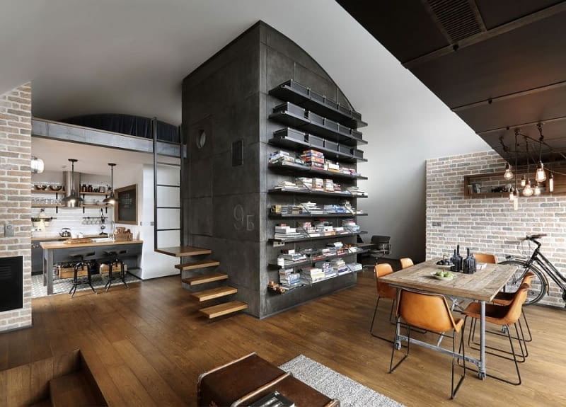 Mieszkanie znajduje się na poddaszu nowo wybudowanego apartamentowca w Sofii. Należy do architekta Dimirara Karanikolova i projektantki wnętrz Venety Nikolovej. mieszkanie, loft, mieszkanie w industrialnym stylu, styl loft