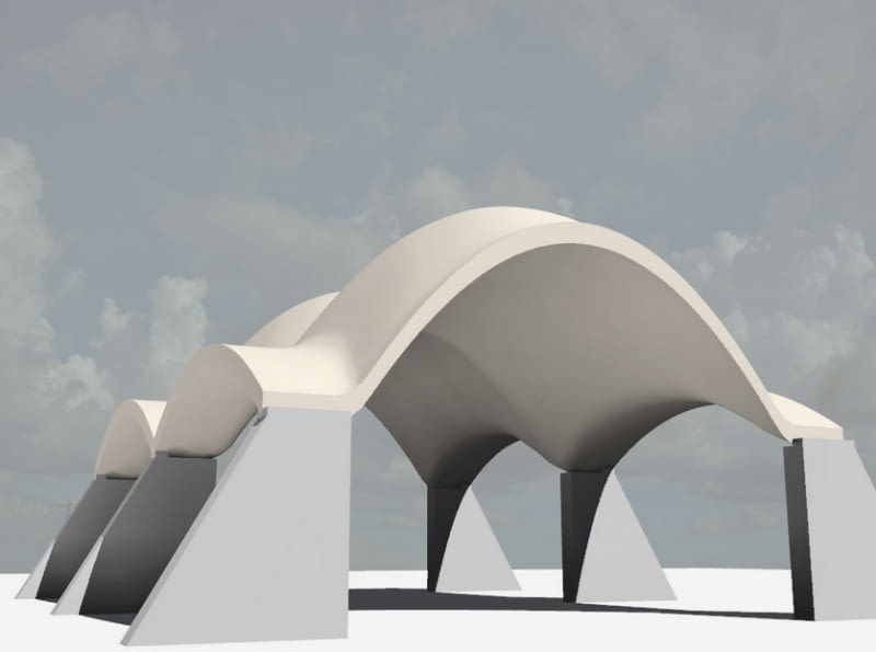 Budynek administracji parku - model komputerowy. waf, architektura, konkurs, nagroda, 2009, Peter Rich Architects, muzeum, RPA, Mapungubwe Interpretation Centre