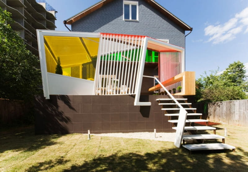Summer terrace for TV show - dobudowa po rosyjsku, specjalny ganek dla telewizji Summer terrace for TV show, ZA BOR architects, taras dla TV show, ganek domu