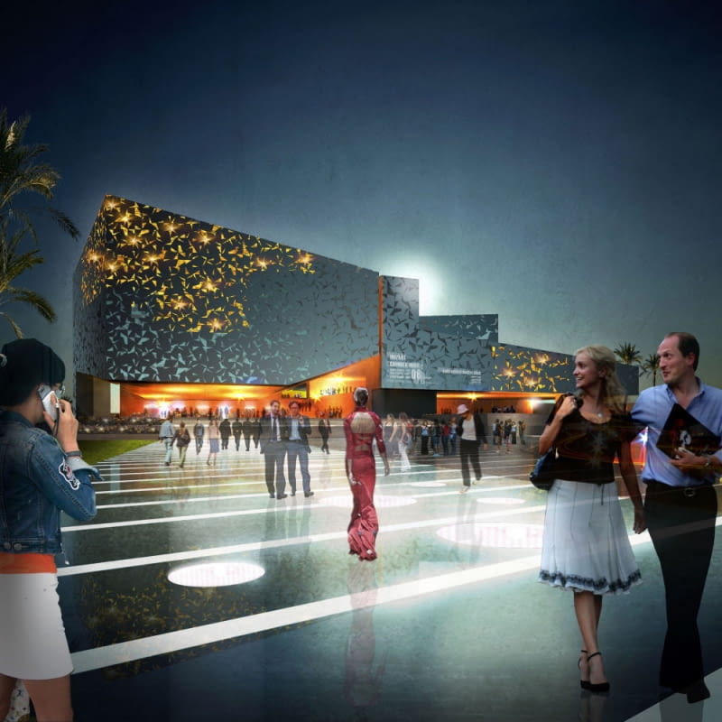 Sala kongresowo-koncertowa Palacio de Congresos w Arrecife na Lanzarote. Autorami projektu są Duńczycy z Henning Larsen Architects i hiszpański architekt Carlos Morales sala koncertowa, carlos morales, henning larsen architects, sala konferencyjna, hiszpania, Palacio de Congresos, Lanzarote, Arrecife