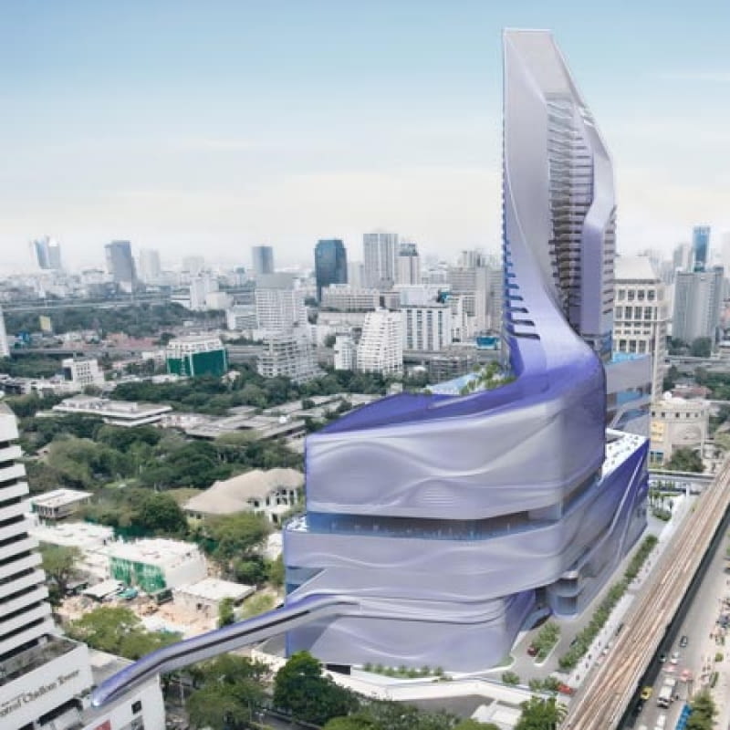 Central Embassy amanda levete architects, architektura, wieżowiec, centrum handlowe, hotel, central ambassy, bangkok, tajlandia