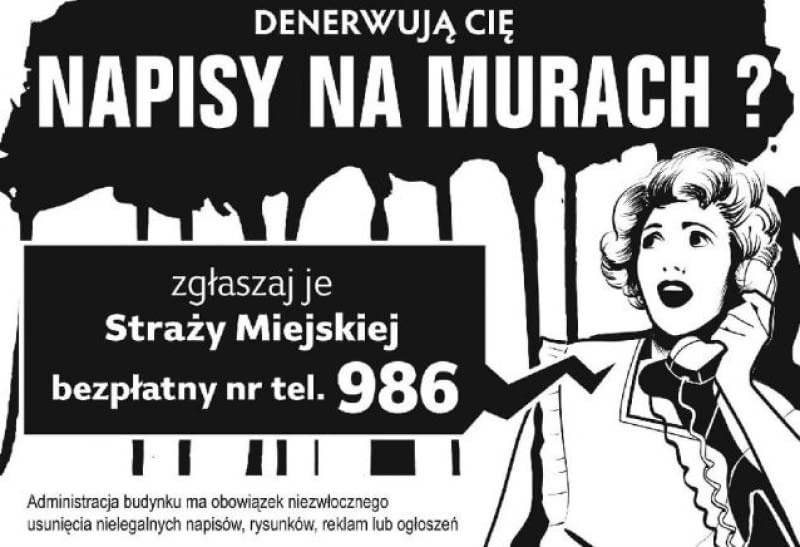 Walka z napisami na murach. Plakat, który każdy może zawiesić w swojej klatce dostępny jest na stronie Grupy Pewnych Osób. Grupa Pewnych Osób