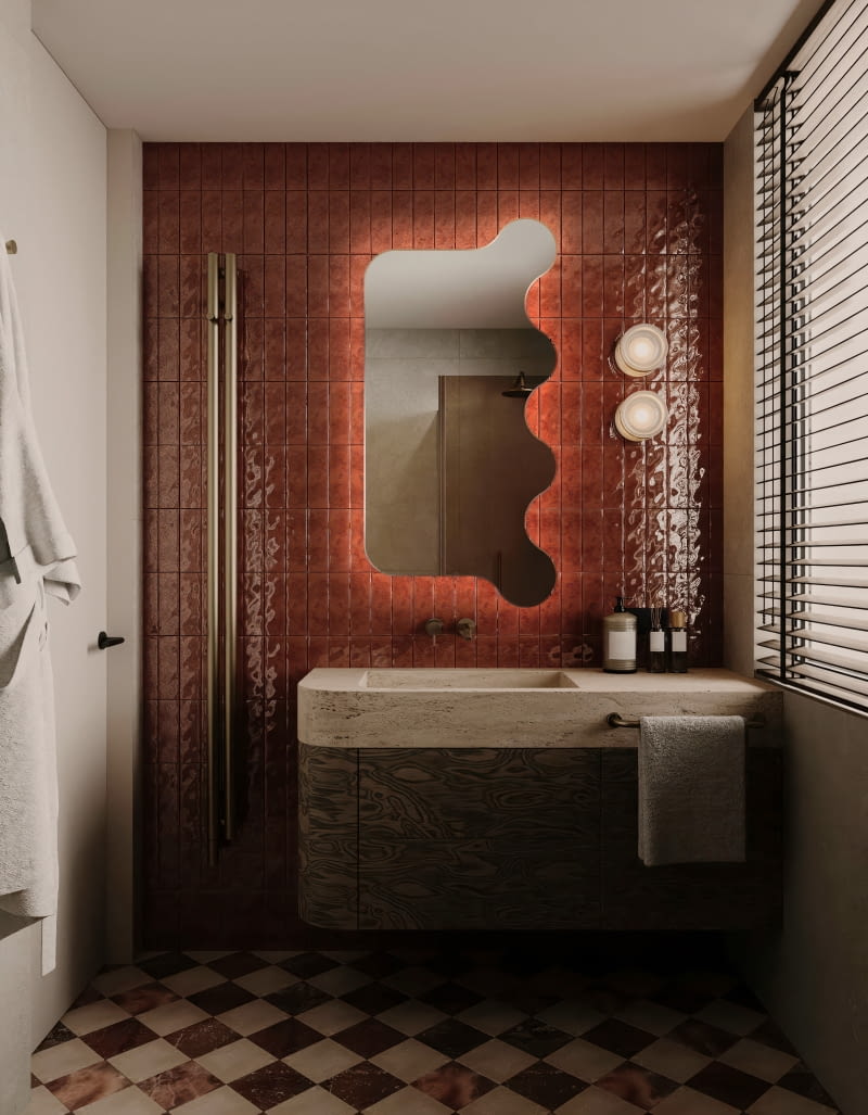 Czerwony kolor w łazience
