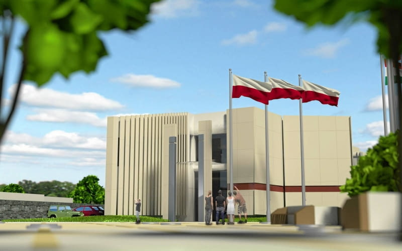 Wizualizacja południowej elewacji muzeum Wizualizacja południowej elewacji muzeum
