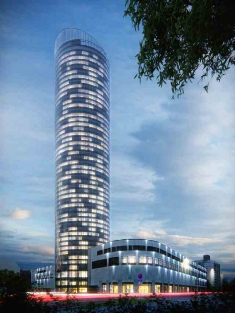 Wieża Sky Tower we Wrocławiu sky tower, wroclaw, projekt, wiezowiec, wieża, polska architektura, inwestycja
