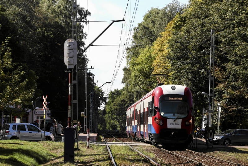 Okolice stacji w Podkowie Leśnej. Jeśli kolejarze zrealizowaliby swoje plany, wszystkie widoczne na zdjęciu drzewa zostałyby wycięte 09.09.2015 Podkowa Lesna . Trasa Warszawskiej Kolei Dojazdowej . Fot. Adam Stepien / Agencja Gazeta SLOWA KLUCZOWE: kolei wkd podkowa lesna torowisko tory drzewa