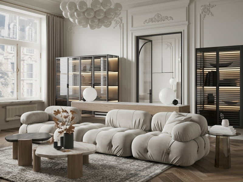 Mieszkanie w beżach i szarościach