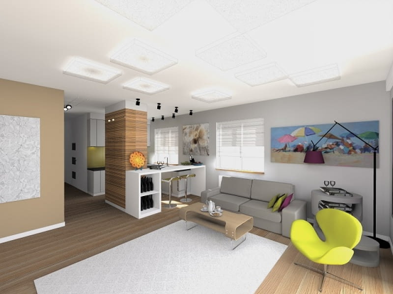 Projekt mieszkania - salon z aneksem Projekt mieszkania - salon z aneksem