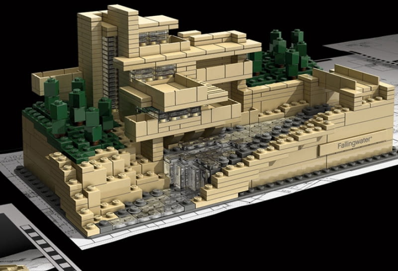 Fallingwater House w wersji z klocków LEGO, projekt Frank Lloyd Wright Architektura - zrób to sam - Frank Lloyd Wright - Fallingwater House