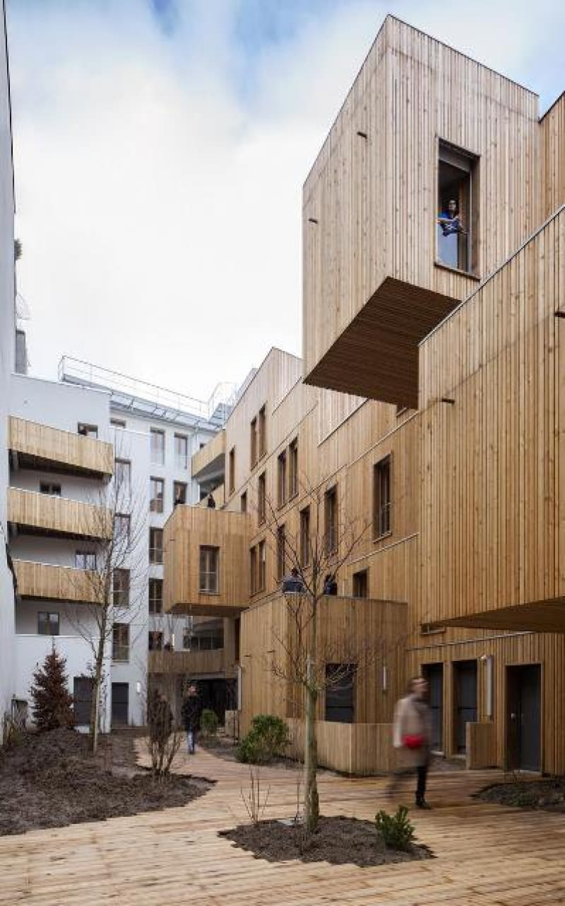 Drewniane osiedle socjalne w Paryżu. Tete en l'air - socjalny budynek wielorodzinny w Paryżu autorstwa KOZ Architectes Tete en l'air - socjalny budynek wielorodzinny w Paryżu autorstwa KOZ Architectes