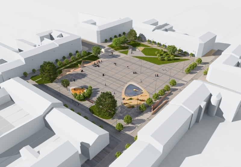 Plac Wolności w Kielcach - widok z lotu ptaka Plac Wolności w Kielcach