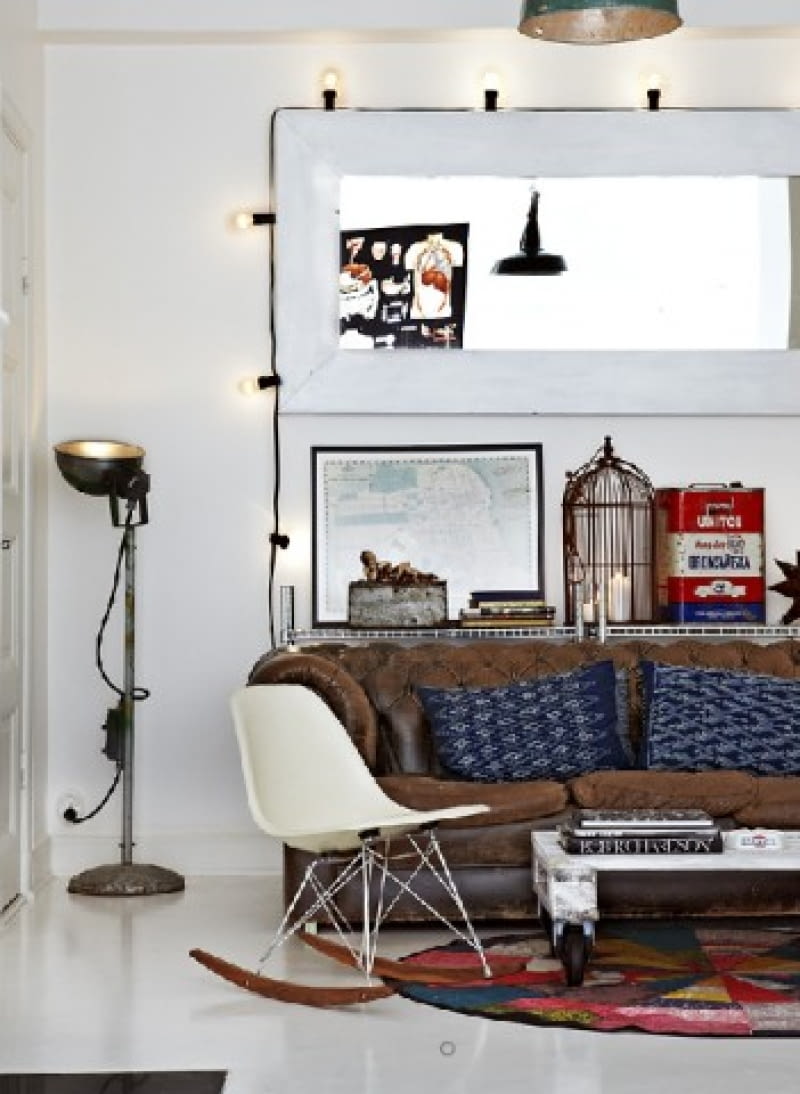 Wnętrza domu właścicieli Dusty Deco wnętrza, lofty, industrialny styl, biała podłoga