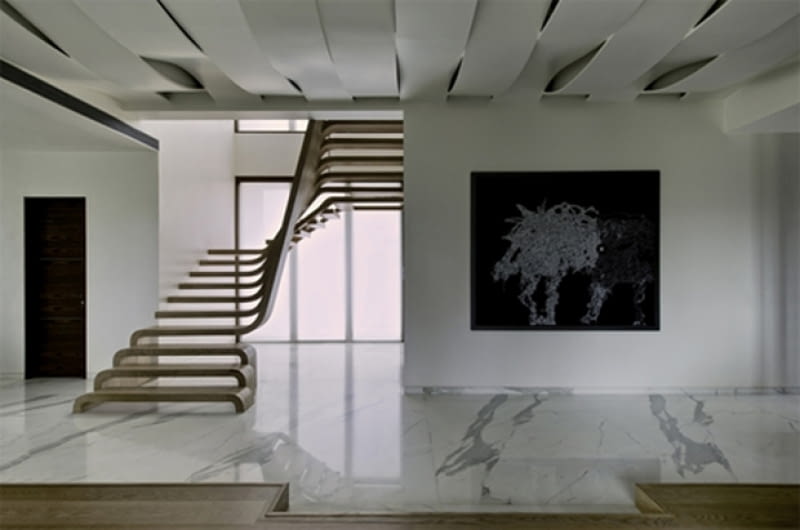Eleganckie schody- wodospad schody, projekty, drewniane schody