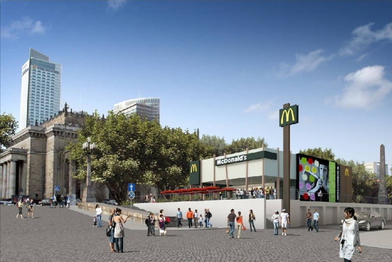 Tak ma wyglądać restauracja McDonald's w strefie kibica na pl. Defilad Tak ma wyglądać restauracja McDonald's w strefie kibica na pl. Defilad