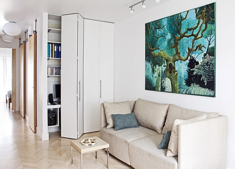 Mieszkanie na Saskiej Kępie - 49 m2; proj. pracownia architektoniczna Tatemono mieszkanie, nowoczesne mieszkanie, realizacja, małe mieszkanie
