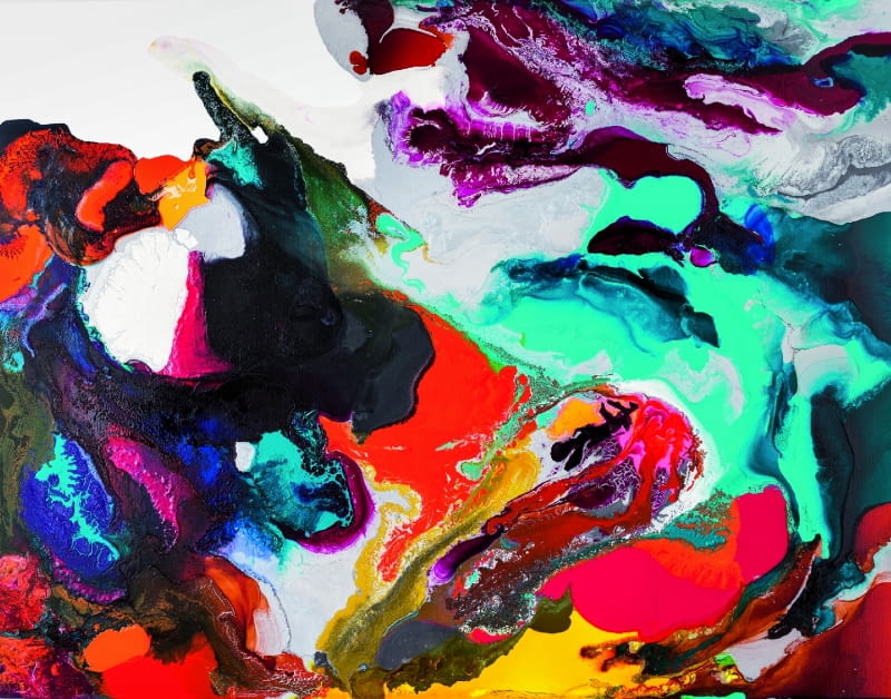 Bez tytułu, 128 x 165 cm, technika mieszana na płótnie, 2014 r. Bez tytułu, 128 x 165 cm, technika mieszana na płótnie, 2014 r.