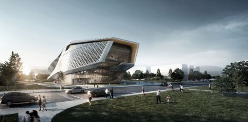 Wizualizacja Muzeum w Dalian. Widok za dnia. Wizualizacja Muzeum w Dalian. Widok za dnia.