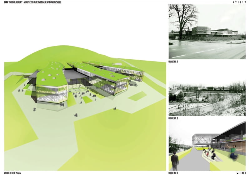 Park Technologiczny - Miasteczko Multimedialne, proj. Biuro Architektoniczne Artur Jasiński i Wspólnicy Biuro Architektoniczne Artur Jasiński i Wspólnicy, Nowy sącz, park technologiczny, miasteczko multimedialne
