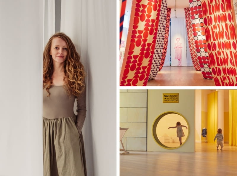 Fot. z lewej: Dorota Terlecka (Biuro Kreacja); Fot.z  prawej na górze: Alicja Wyszogrodzka. Polskie projekty Polscy projektanci -Muzeum Miasta Gdyni 2025-2026; Fot. z prawej na dole: W Gdyni nie pada - Muzeum Miasta Gdynia