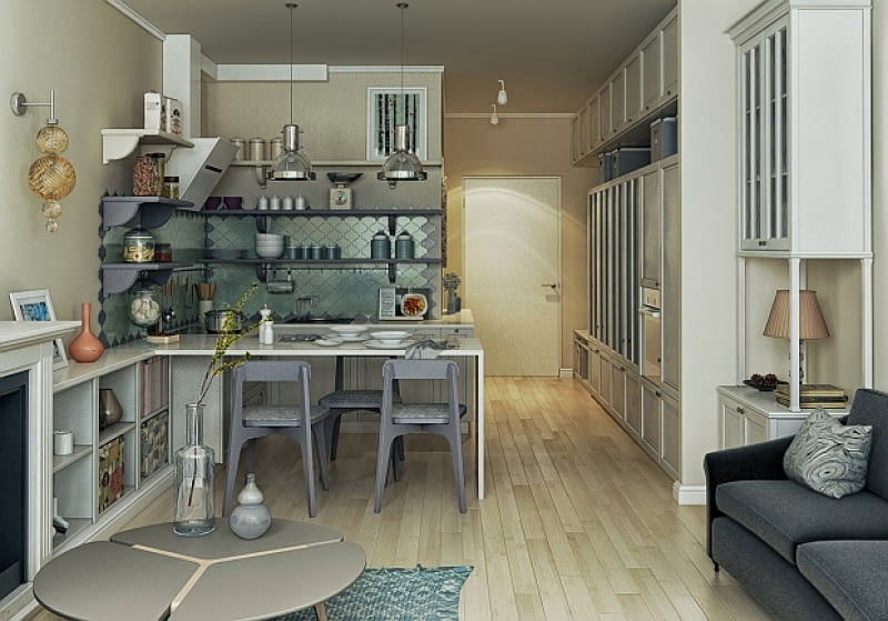 Przytulne małe mieszkanie - 32 m kw.; proj. Sreda Interior małe mieszkanie, jak urządzić małe mieszkanie, przytulne małe mieszkanie, projekt malego mieszkania