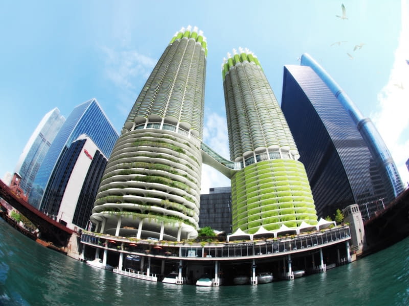Projekt rewitalizacji chicagowskich ikon modernizmu. Pękate wieżowce Marina City Towers zamienią się w wertykalne farmy Projekt rewitalizacji chicagowskich ikon modernizmu. Pękate wieżowce Marina City Towers zamienią się w wertykalne farmy