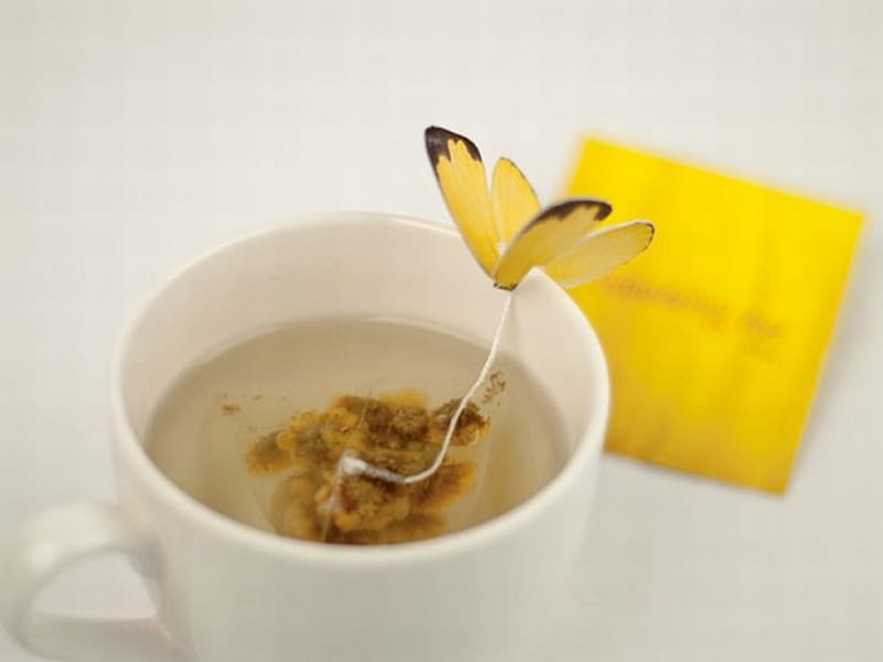 "Butterfly Tea" to projekt Yeny Lee. Butterfly tea, Yena Lee, herbata, torebka herbaty, projekt