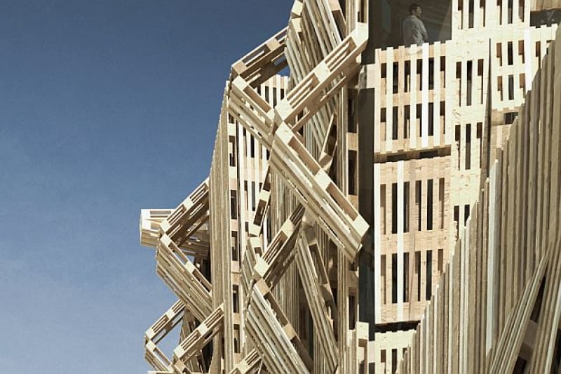 Architekt Stéphane Malka buduje ze śmieci - Akademik ze zużytych palet w Paryżu Architekt Stéphane Malka buduje ze śmieci - Akademik ze zużytych palet w Paryżu