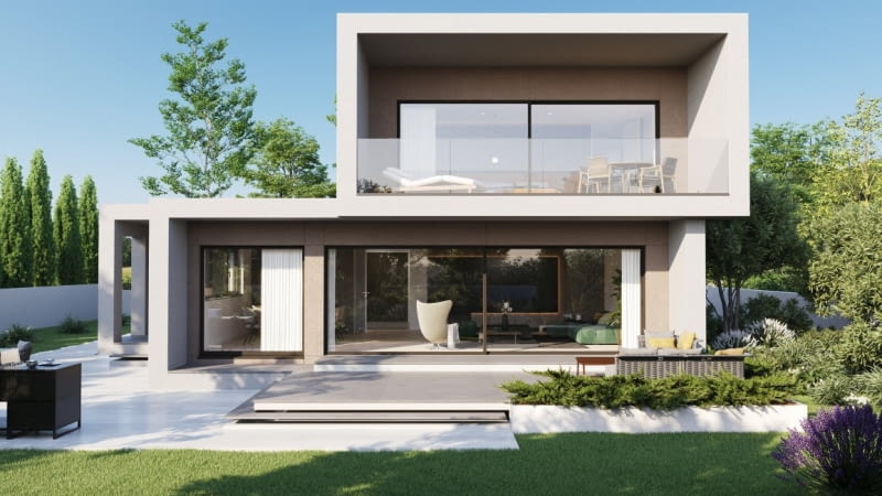 Nowoczesna architektura na otwartym planie wymaga zastosowania panoramicznych drzwi podnoszono-przesuwnych, jak Schüco LivIngSlide