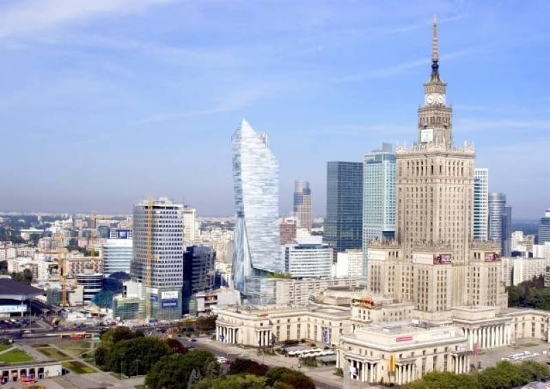 Złota 44 zaprojektowana przez Daniela Libeskinda. architektura, bryla, kryzys, polska