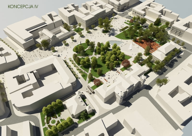 Wizualizacja placu Litewskiego po przebudowie. Widok znad pl. im. o. Krapca wizualizacja plac litewski remont rewitalizacja przebudowa