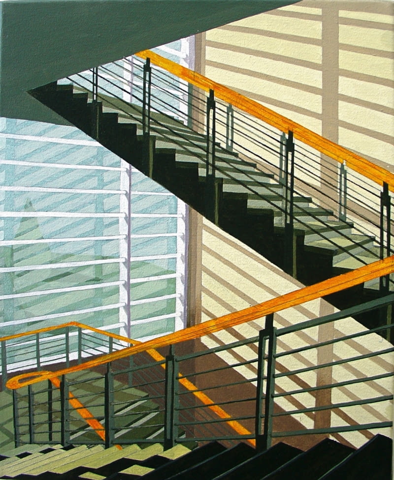 Klatka schodowa 2, akryl na płótnie, 33 x 27 cm, 2007. Klatka schodowa 2, akryl na płótnie, 33 x 27 cm, 2007.