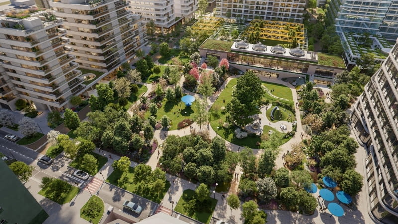 Ogrody Towarowa - widok z lotu ptaka Ogrody Towarowa - widok z lotu ptaka