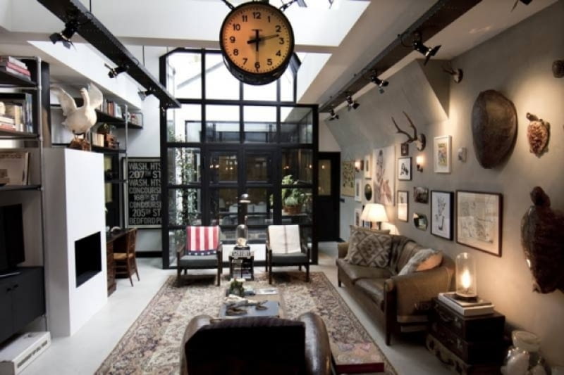 Mieszkanie w starym garażu w Amsterdamie - salon; proj. Bricks Amsterdam mieszkanie, loft, mieszkanie w industrailnym stylu