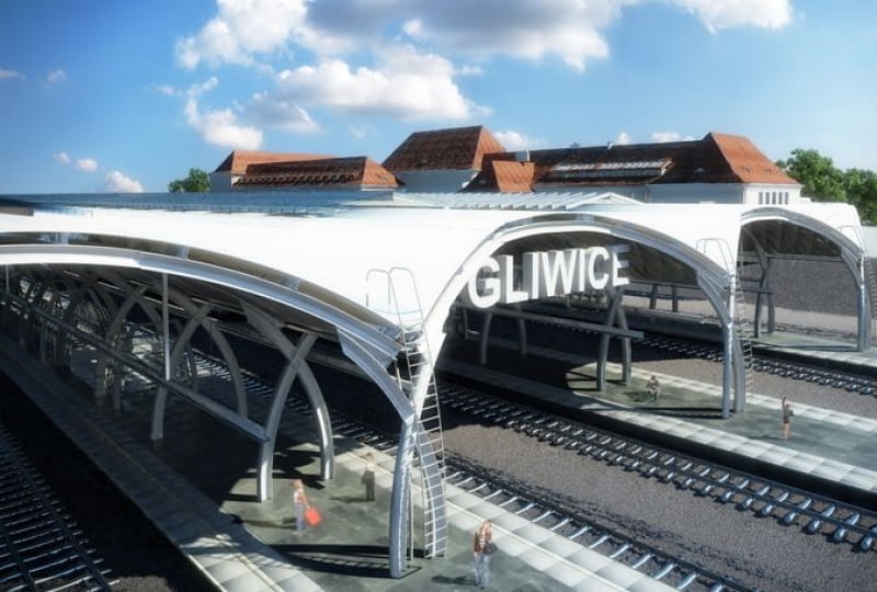 Dworzec kolejowy w Gliwicach - wizualizacja Dworzec kolejowy w Gliwicach - wizualizacja