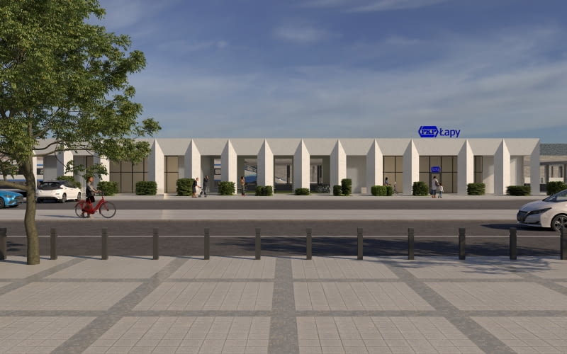 Wizualizacja wstępnej koncepcji nowego dworca w Łapach Wizualizacja wstępnej koncepcji nowego dworca w Łapach
