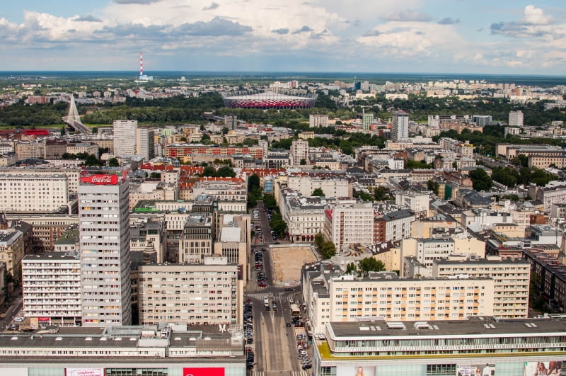 Widok z lotu ptaka na ulicę Złotą w Warszawie. Widok z lotu ptaka na ulicę Złotą w Warszawie.
