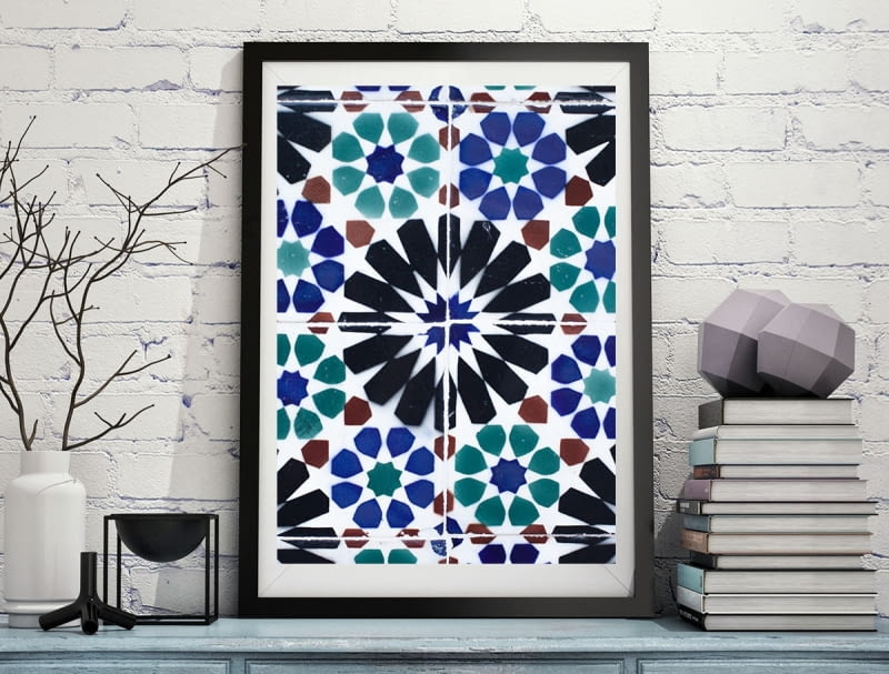 Wzory Portugalii: plakat Baixa Bluebell z kolekcji Lisbon Gold plakaty, azulejos, kolorowe płytki