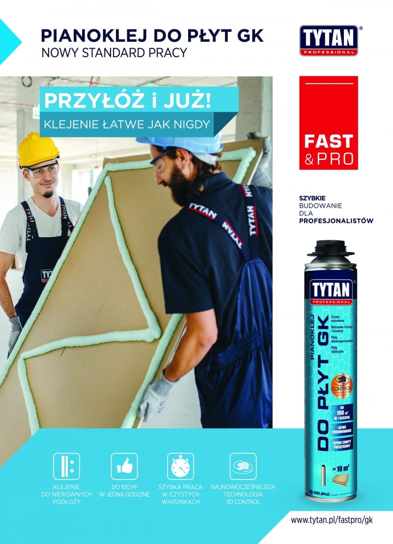 Pianoklej do g-k Tytan Professional wyznacza nowy standard pracy z płytami g-k. Pianoklej do g-k Tytan Professional wyznacza nowy standard pracy z płytami g-k.