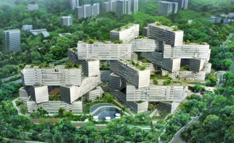 Interlace - wizualizacja apartamentowca oma, the interlace, singapur, apartamentowiec