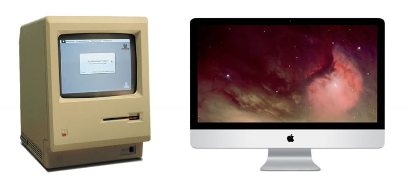 Macintosh - 1984, iMac Aluminium Unibody - 2009, źródło: wikipedia Macintosh - 1984, iMac Aluminium Unibody - 2009, źródło: wikipedia